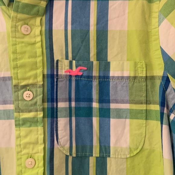 Hollister Long Sleeve Bright Plaid Button Down Dress Shirt - Picture 5 of 9